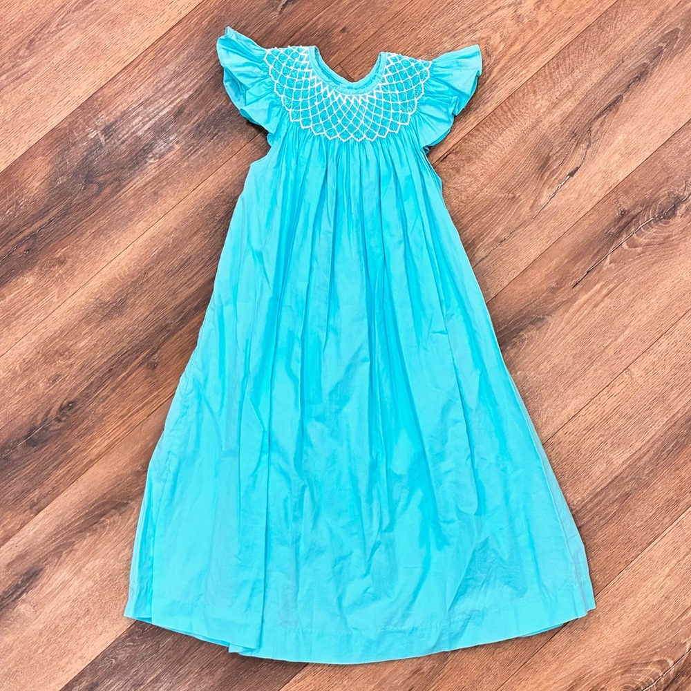 Mom & Me Blue Smocked Cap Sleeve Dress Spring Summer Outfit Size 5 Girl